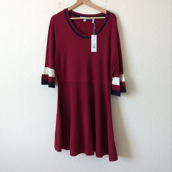 NWT Draper James Women's Viscose Knit Berry Bell Sleeve Sweater Dress XXL $150 - Picture 7 of 12
